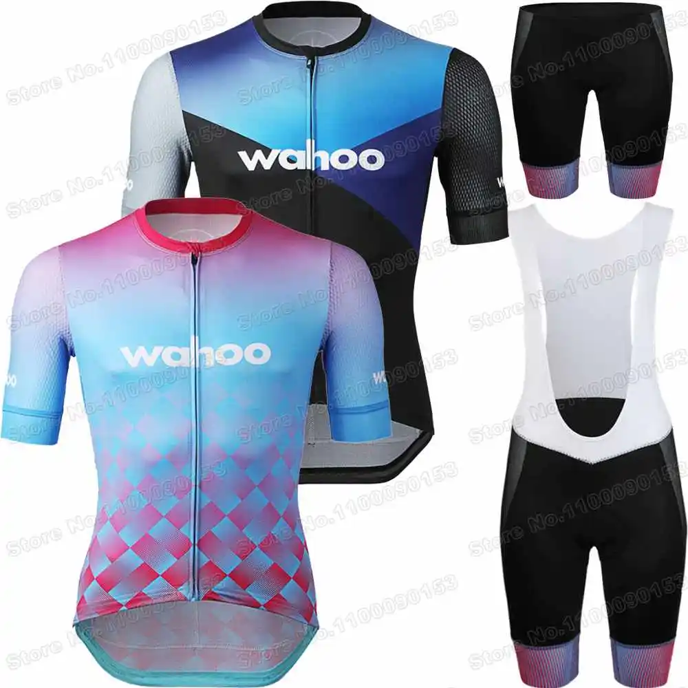 2022 Wahoo Cycling Jersey italia cuff laser cut sleeve Set Cycling Clothing Powerband Elastic Band Road Bike Suit Bicycle Pants