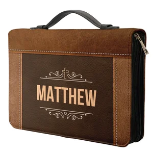 Joshua Leder -Bibelabdeckung mit Griff, Bibelbeutel, sein Name Druck, Sei stark und mutig, Joshua 1, 9 Vers der Druckbibel, hohe Qualität 12 Hauptverkauf Leder Bibelabdeckung - №11