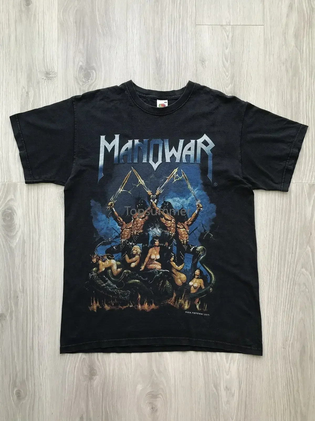 

Men T Shirt Vintage Manowar “Gods Of Way” Heavy Metal Music Band T-Shirt