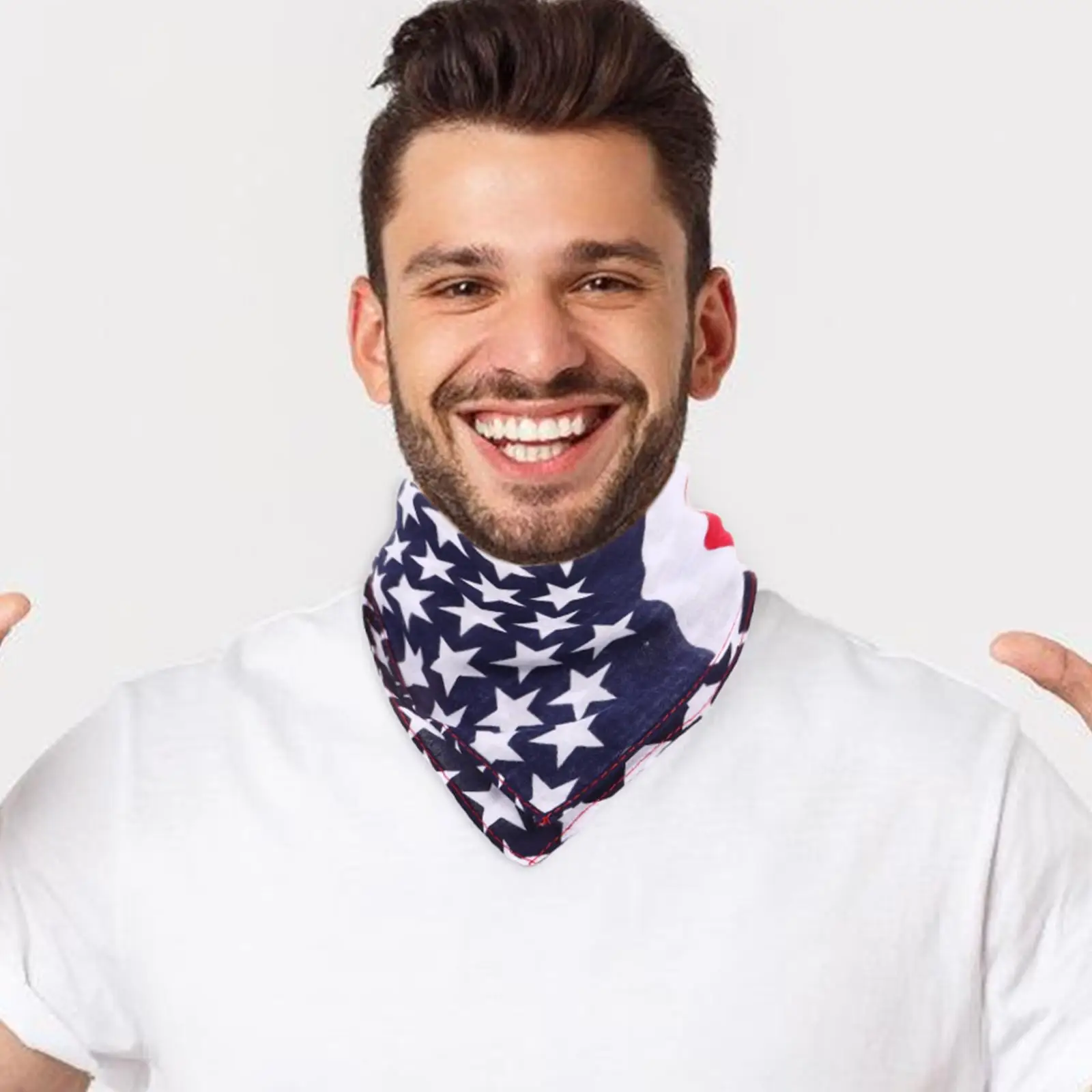 Lenço de bolso de algodão masculino moda borda colorida bandeira americana bandana reutilizável macio durável cachecol ao ar livre para