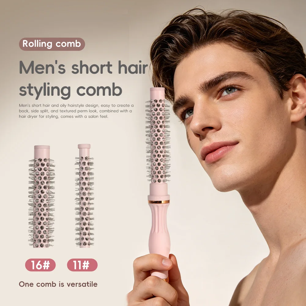 Ceramic Aluminum Tube Heat-Conducting Curling Roller Comb 11 # /16 #   /19 # Optional Salon-Grade Hair Styling Tools, Suitable for Styling Short Hair, Bangs, Pink Color.