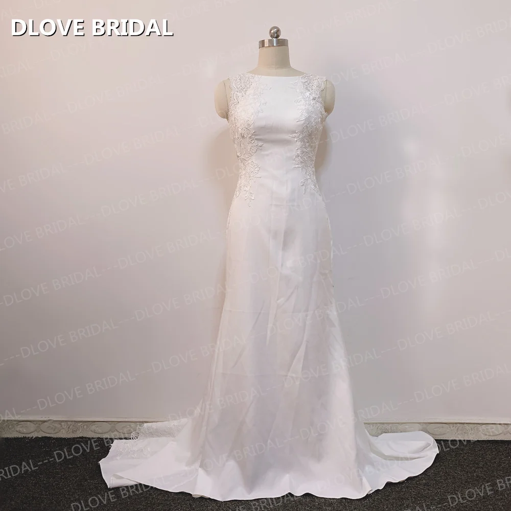 Vestido de novia de sirena con apliques de encaje único, vestido de novia sin espalda, hecho a medida de fábrica