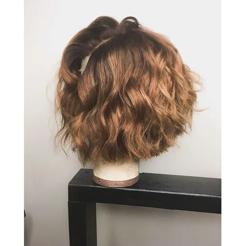 Glueless Ombre Brown Short 20Inch Body Wave 5x5 Silk Base Jewish Human Hair Wig Baby Hair HD Lace European Hair Preplucked