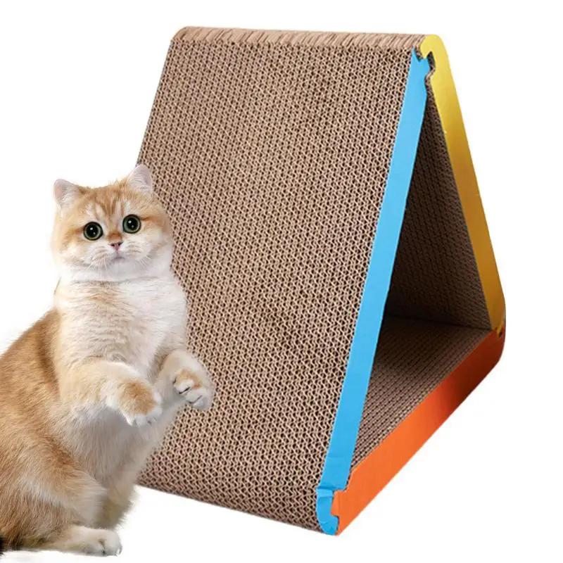 Cat Scratcher Foldable Triangle Cat Scratching Board 6 Usable Sides Cat Scratchers For Indoor Cats With Boll