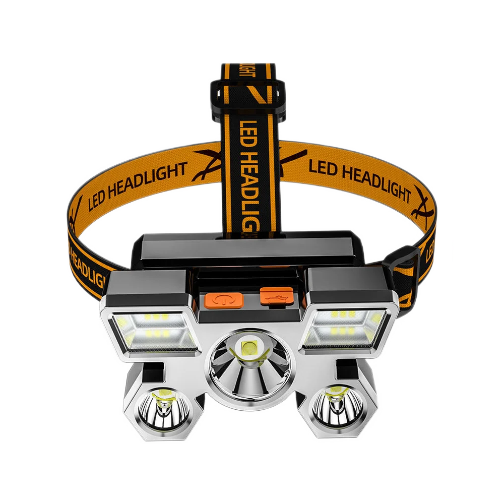 Strong Headlight 5 LED Headed Airplane Flashlight Rechargeable with Built in Battery Lamp High Power Led Portable for Fishing