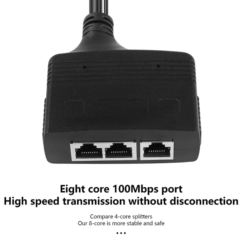 محول كابل مقسم إيثرنت RJ45 من 1 إلى 3 منافذ إيثرنت بسرعة 100 ميجابت في الثانية K1KF