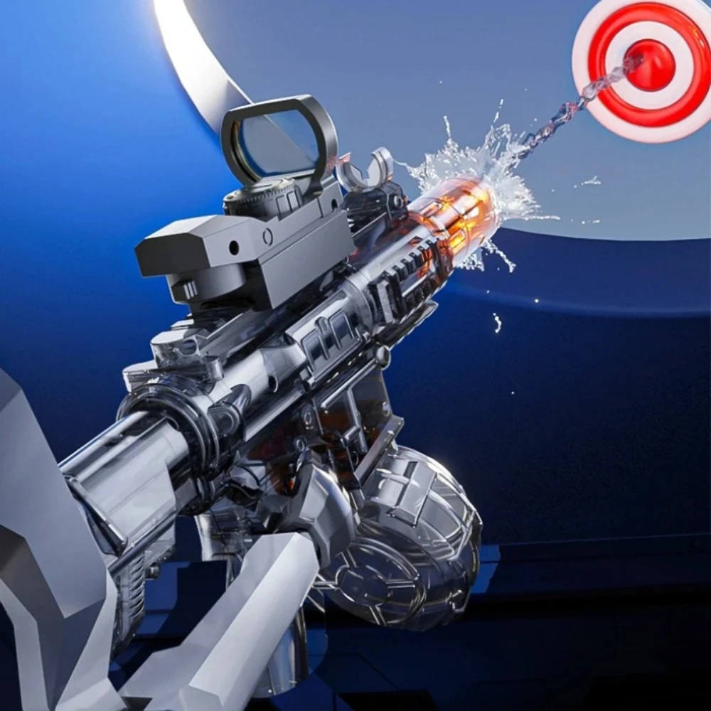 Flame Light M416 Electric Squirt Gun Fast Shooting Water Blaster with Flashing Lights Energy Saving Water Toy for Pool view 3