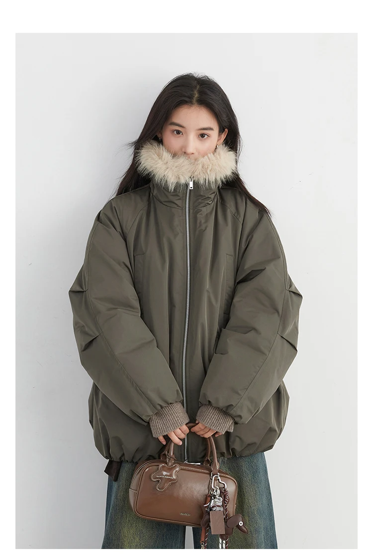 CHIC VEN New Women Down Coat Solid Hooded Loose Casual Faux Fur Collar 90 White Duck Down Ladies Down Jacket Autumn Winter 2026