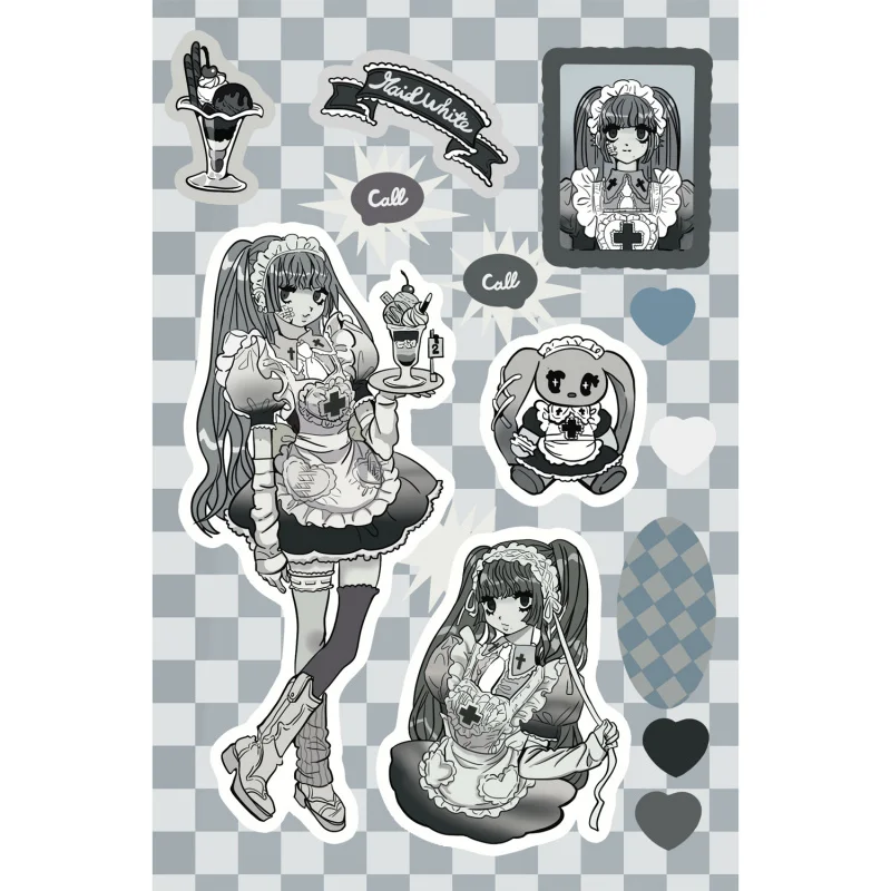 Korean DOMI Sticker Book Inner Page Character Stickers Sweet Cool Cartoon Girl DIY Decoration Handbook Diary Notebook Stickers