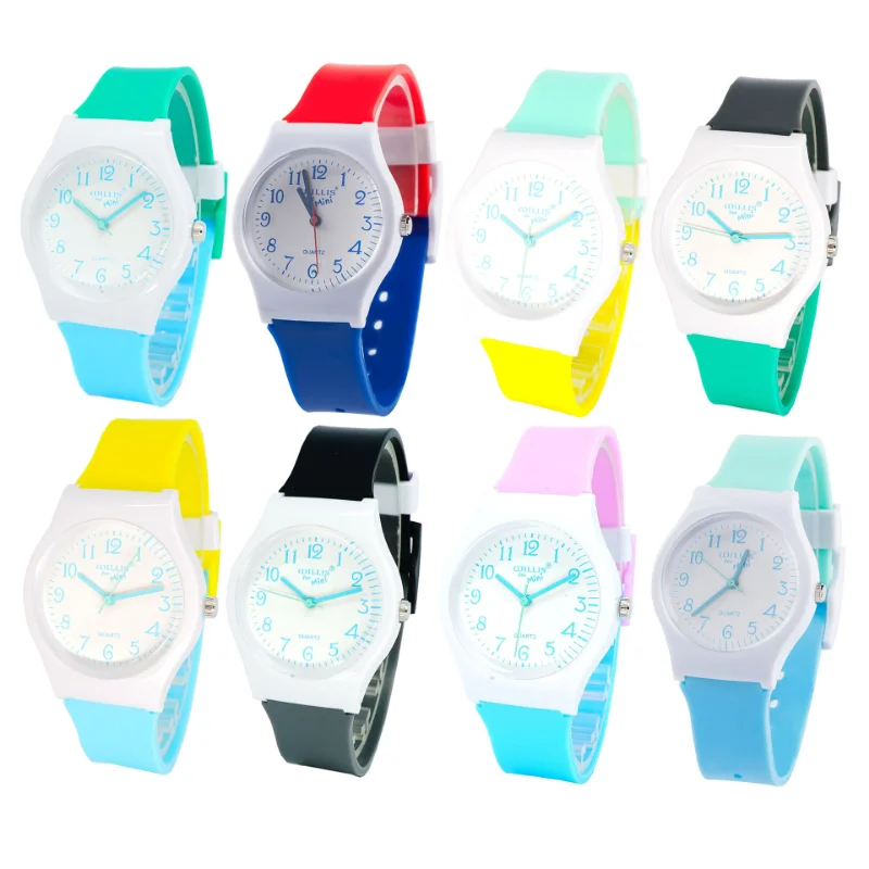 Montre-bracelet colorée pour garçons et filles, bracelet en silicone souple, étanche, pour enfants adolescents