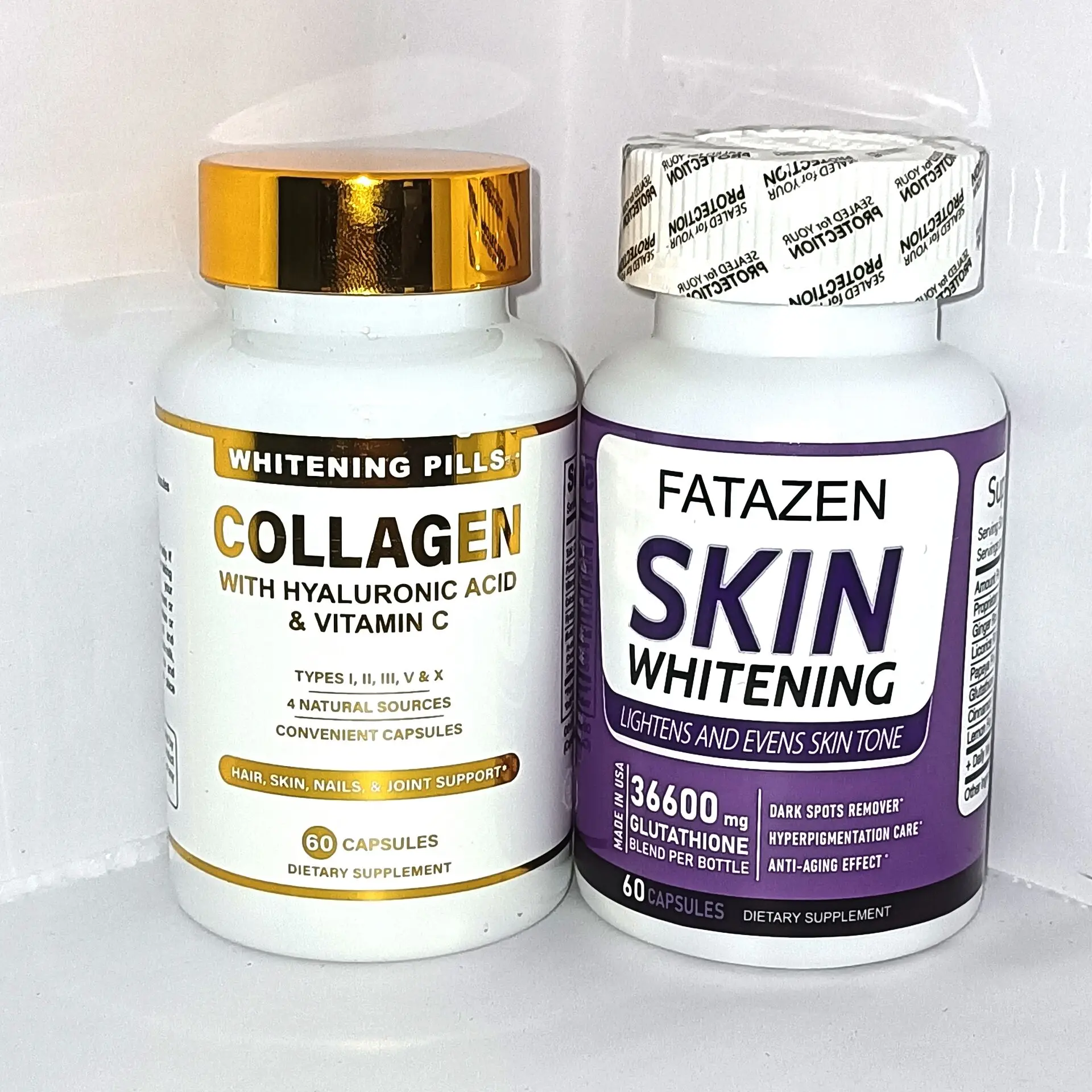 

2 bottles (collagen peptide capsules+glutathione capsules) help achieve radiant skin and remove black spots as a health food