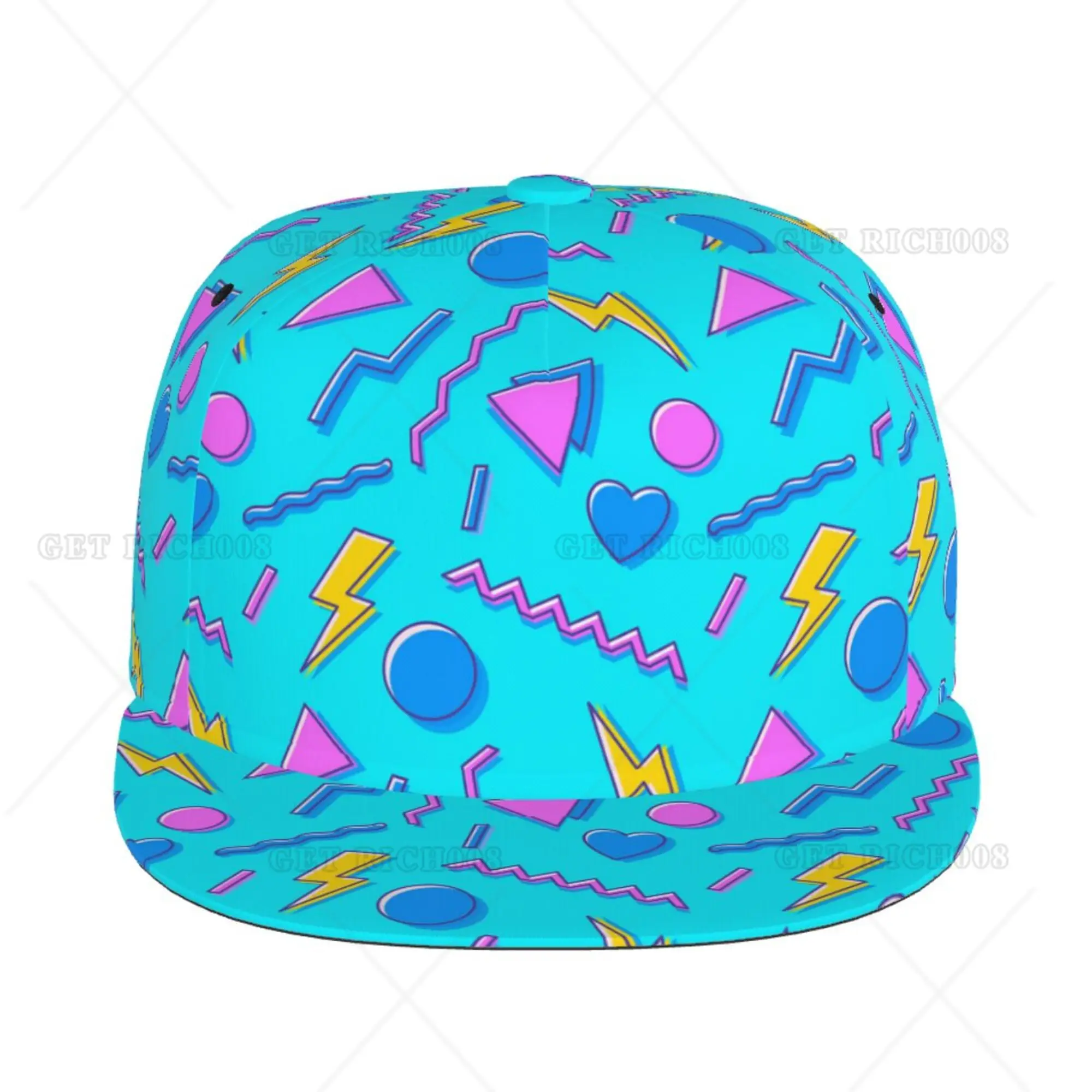 80s 90s Retro Colorful Flat Baseball Cap Hiphop Hats Fashionable All Seasons Hats for Men Women One Size Travel Hiking Camping