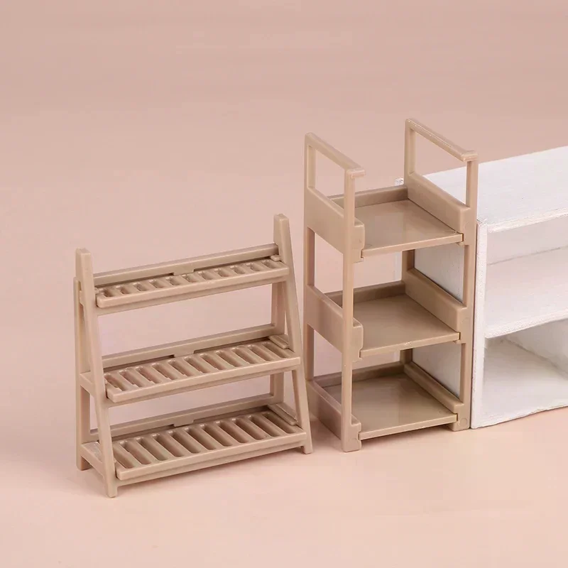 1/12 Dollhouse Shoe Cabinet Bookshelf Floor Lamp Wall Clock Dollhouse Living Room Furniture Decoration Dolls House Accessories