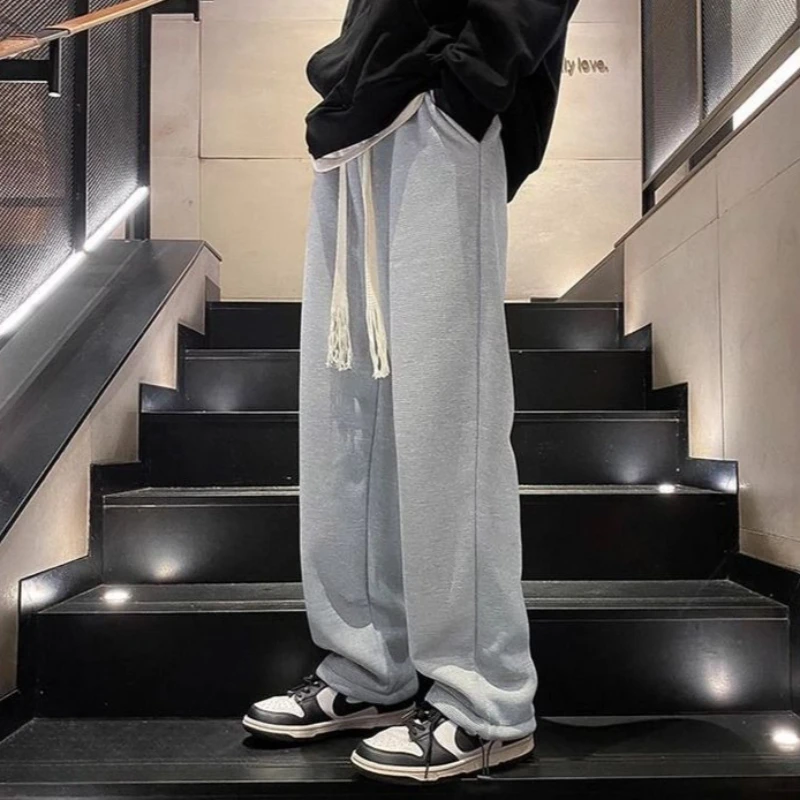 

Men's Fleece Lined Sweatpants Thick Warm Winter Pants Loose Straight Leg Casual Sportswear Trendy Trousers