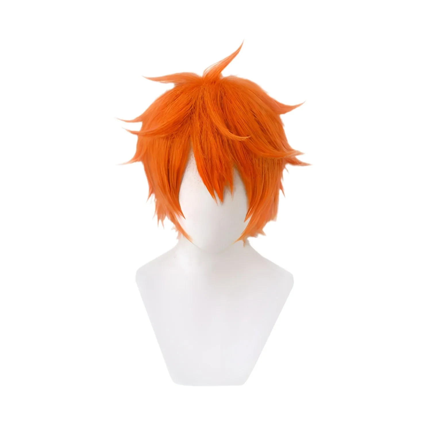 Short Orange Synthetic Wig Anime Cosplay Spiky Style Hair Heat Resistant Costume Party Wigs for Men Women