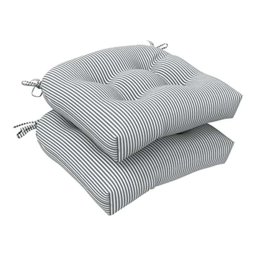 

Set of 2 Outdoor Chair Cushions 19"x19"x4", Water Repellent Tufted Patio Seat Cushions with Ties, Thick Replacement Pads for Wi