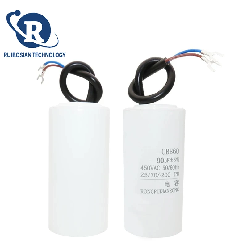 CBB60 Start working capacitor 90UF 450V Air pump air pressure car washing machine car washing machine capacitance