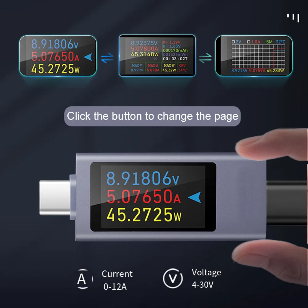 2 قطعة 240 واط USB C تستر متر شحن الهاتف تستر متر الجهد الحالي متر KWS-2303C الألومنيوم الهاتف المحمول شحن الكاشف