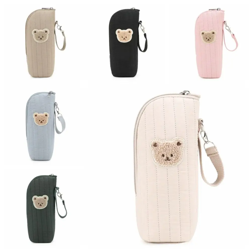 

Сумка-холодильник для бутылочек с милым медведем, изолированная сумка-холодильник из чистого хлопка с ручкой, портативный подогреватель для бутылочек с молоком для детского сада на открытом воздухе