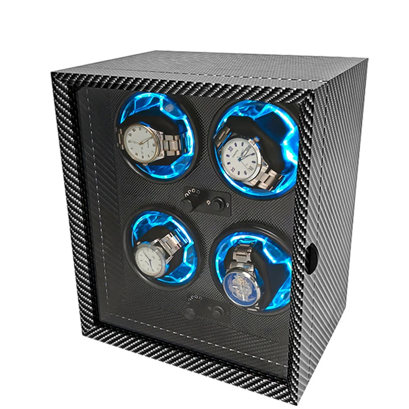 

Luxury Wood Watch Winder Carbon Fiber 2 4 Slot Automatic Watches Box with Mabuchi Moto Watch Cabinet Clock Storage Box