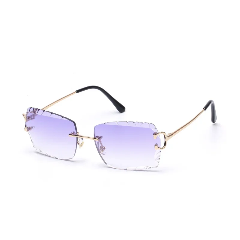 Hot Selling Wholesale Luxury Fashion Designer Rimless Frame Sunglasses Women Metal Rimless Sunglasses Men