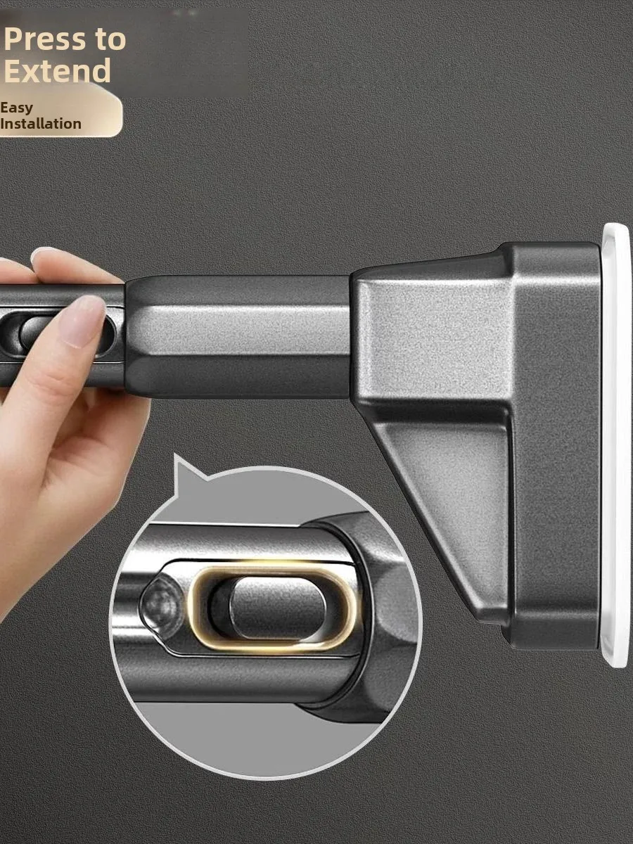 Foldable No-Drill Clothes Drying Rod Balcony Bedroom Roman Bracket Buckle Type Curtain Rod Household Cleaning Tools Bathroom