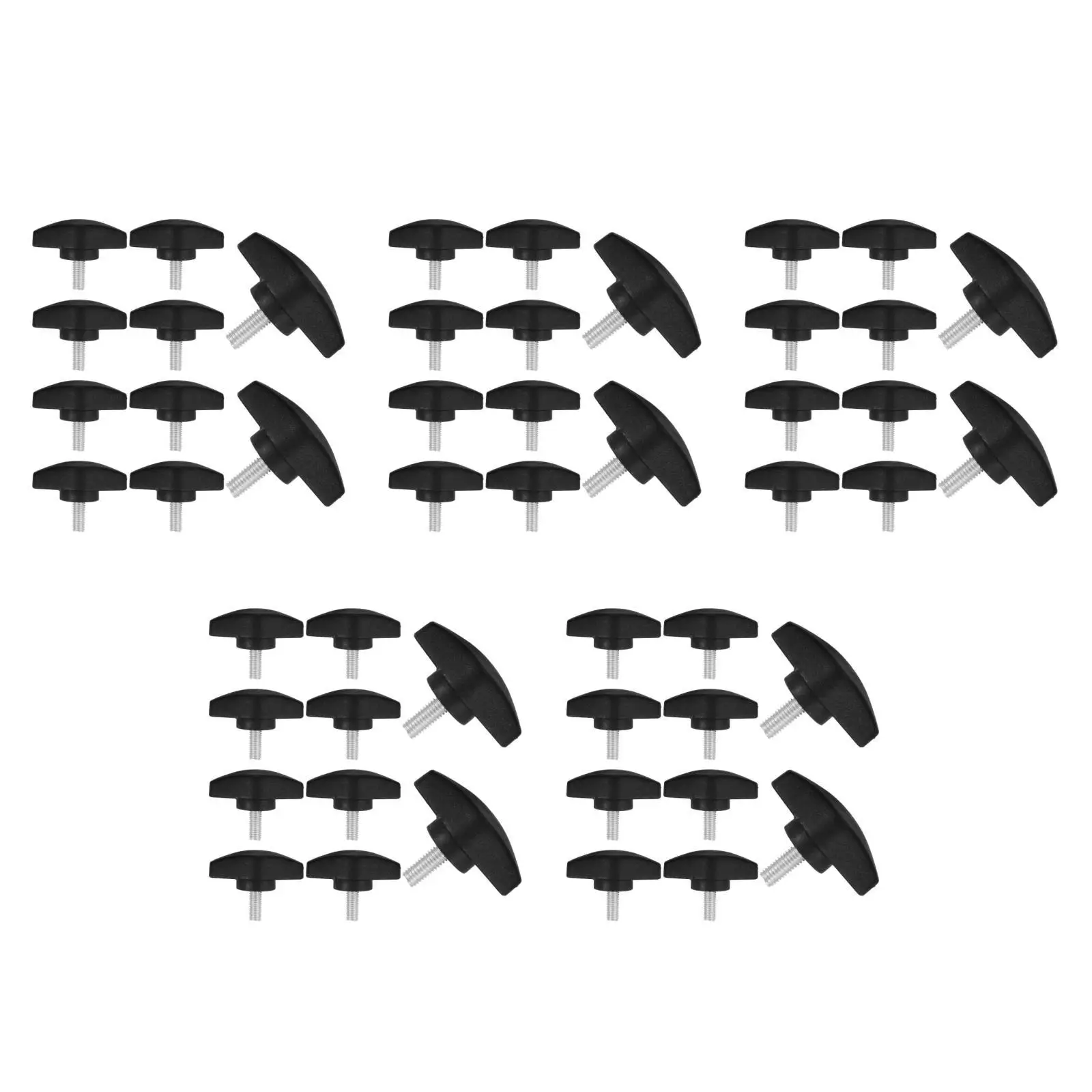 

5pcs 5 Pack Screws T Knobs Thumbscrew Bolts Fastener Coarse Thread Machine Black Fastening Grip