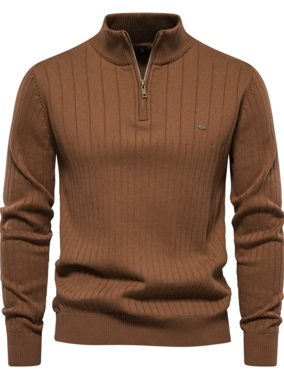 

Мужские вязаные свитера на молнии, однотонные, осенне-зимние, с длинным рукавом, повседневные, приталенные, цветные трикотажные изделия для мужчин