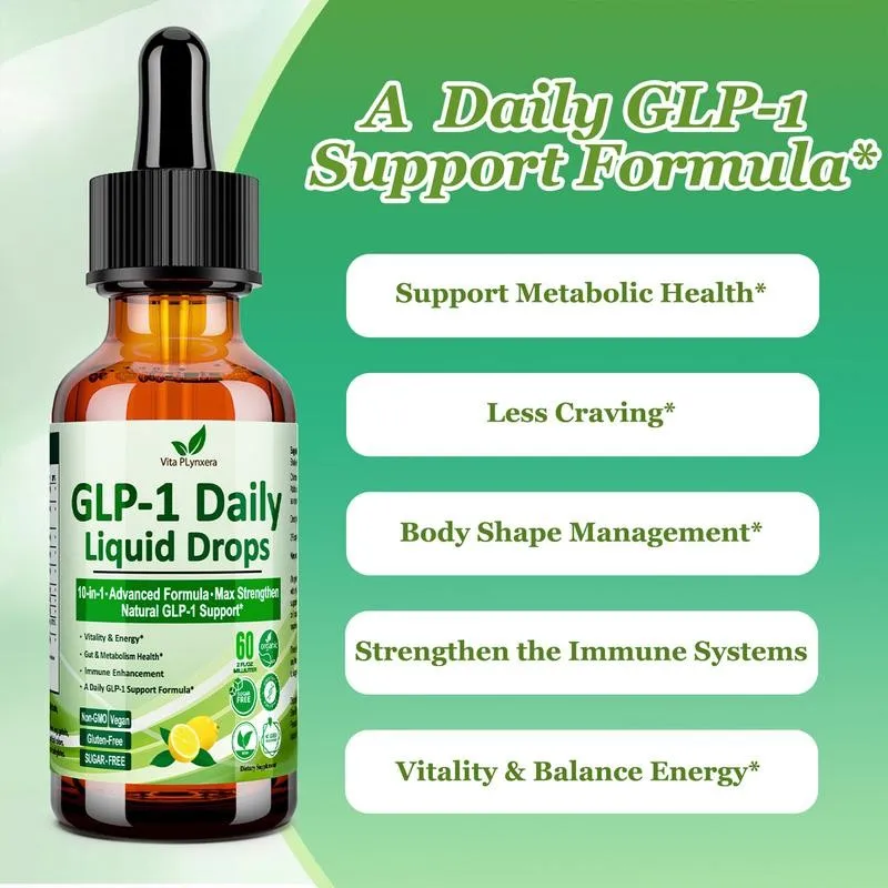 GLP-1 Supplement Liquid Drops Naturally GLP-1 Support Body Slimming Supplement For Gut Digestive Health Body Care Products