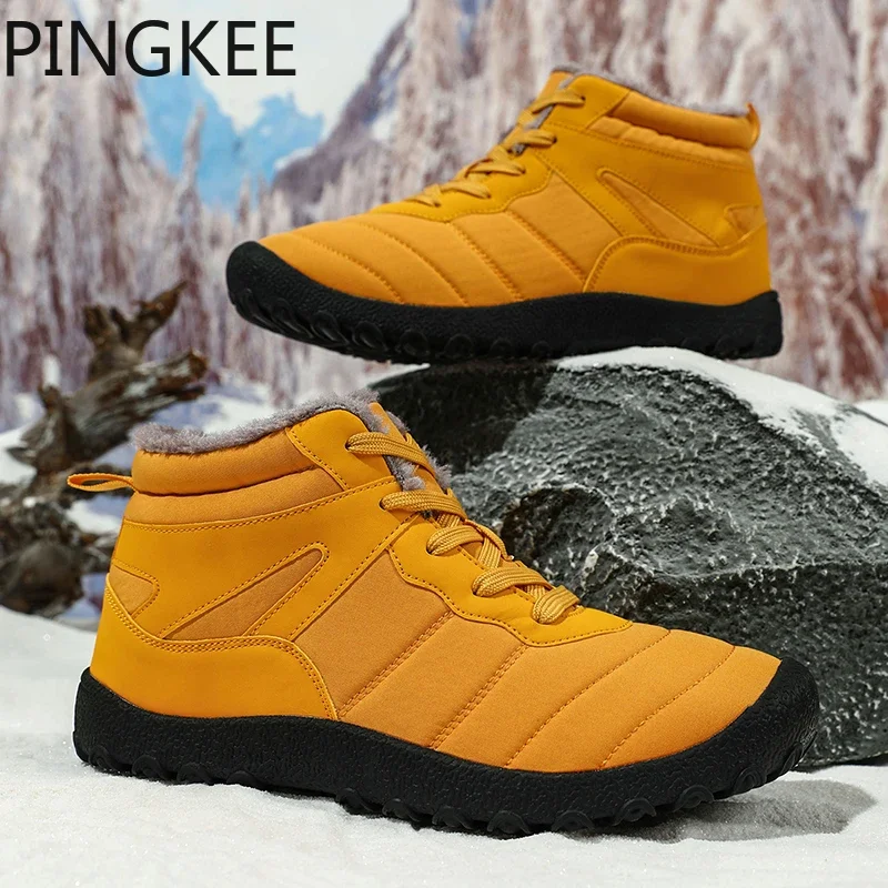 PINGKEE VENOCON Barefoot Wide ToeBox Casual Shoes Men Women Leather Winter Minimalist Sneakers Snow Boots Wide Feet Footwear