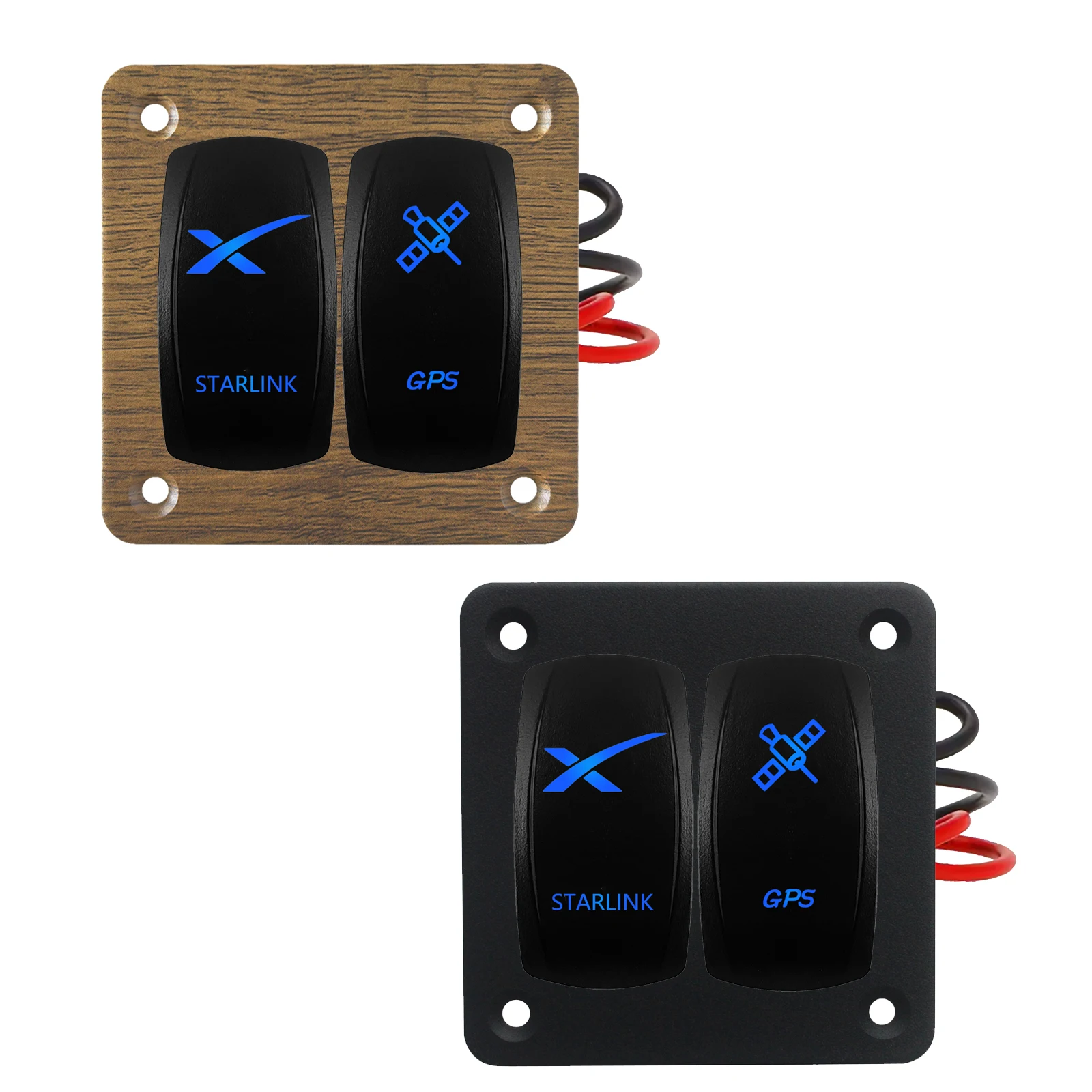 5Pin Waterproof Starlink GPS Rocker Switch Panel 12V/24V LED Blue Backlight On/Off Control for Boat Starlink Dish Antenna Router