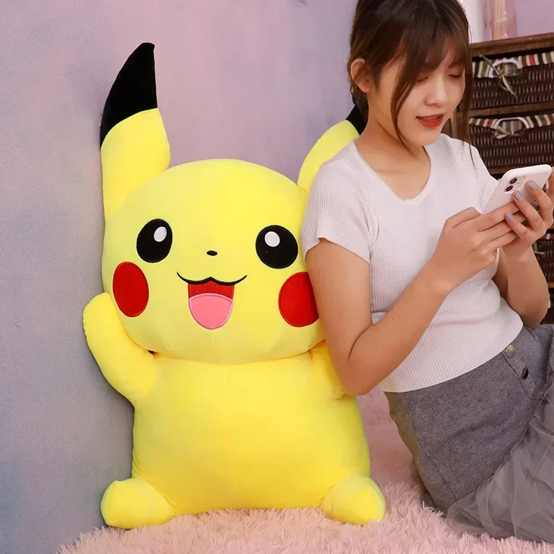 80cm Big Size Pokemon Pikachu Plush Doll Japanese Anime Cute Naughty Pikachu Children\'s Collection Toys Christmas Birthday Gifts