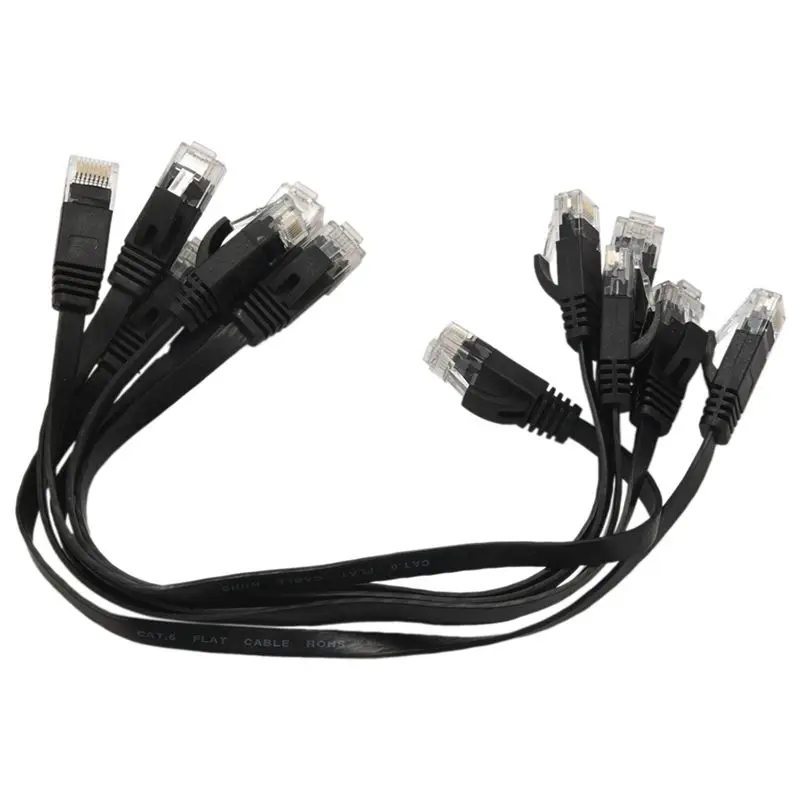 Ingenieus-48 Stuks 1 Ft Platte Internet Netwerkkabel Solide Cat6 Hoge Snelheid Patch Lan Draad Met Snagless Rj45 Connectors