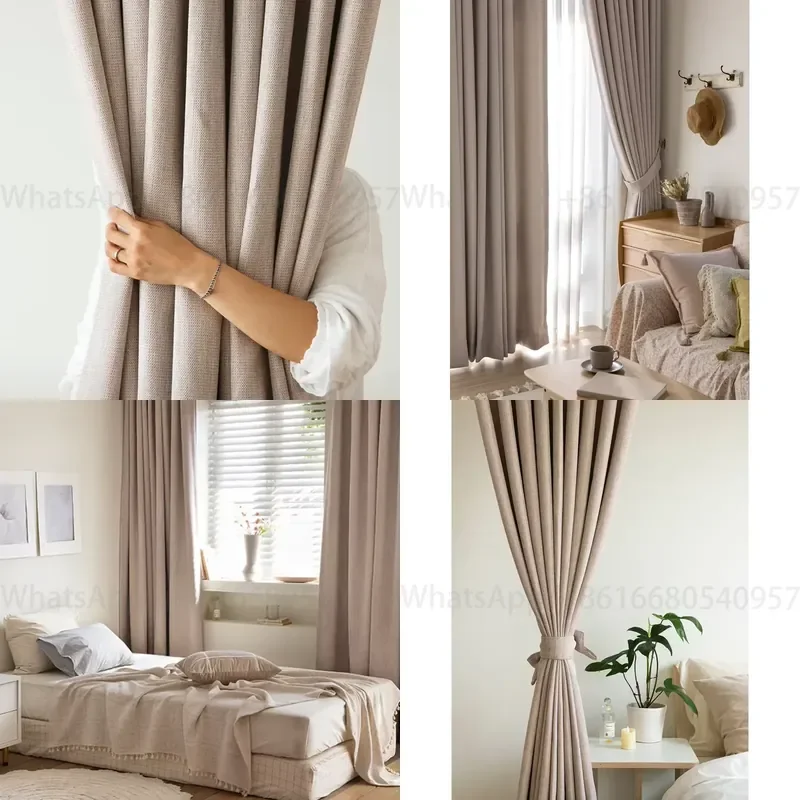 YSY Customized Blackout Thermal Curtains Heavy Weight Beige Solid Curtains for the Living Room