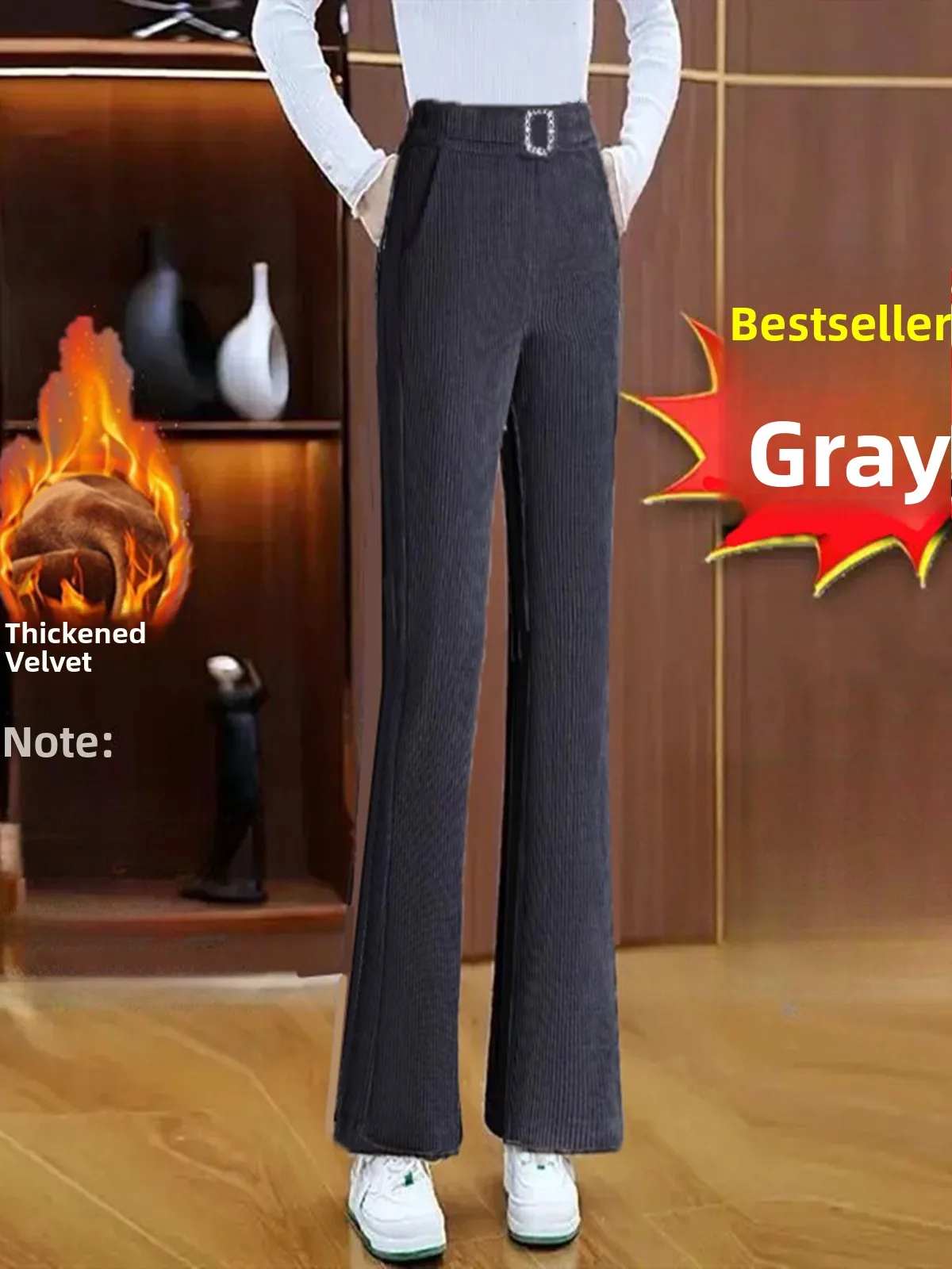 ハイウエスト裏起毛フレアパンツ ティエンエド レディース カジュアルパンツ 秋冬新作 暖かい 快適 ワイドレッグパンツ