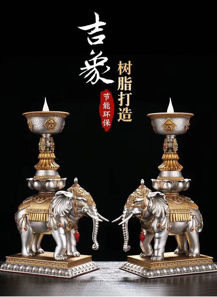 زوج 2 قطعة حماية المنزل مزار المذبح البوذية محظوظ الميمون الله الفيل العبادة ضوء العرض توصيل في تمثال #3