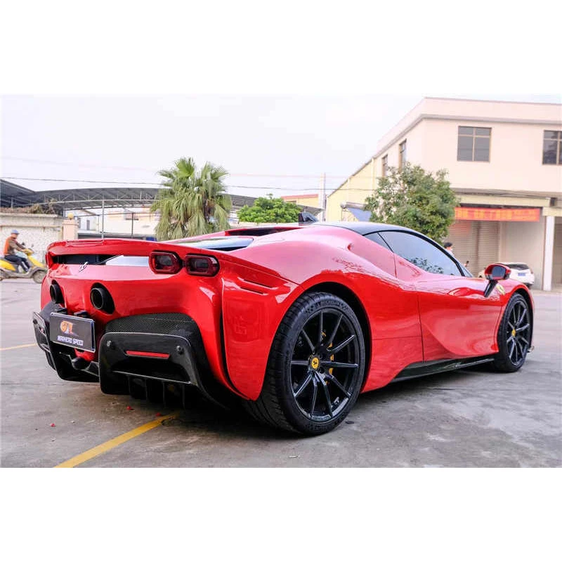 for Ferrari SF90 carbon fiber front shovel retrofitted OEM original dry carbon spoiler rear spoiler side skirt body kit