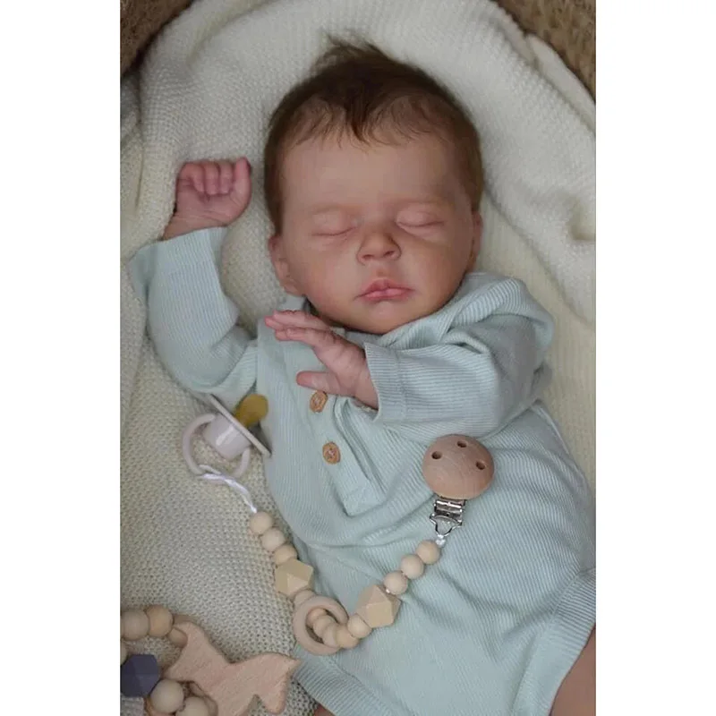 

19inch Jude Lifelike Reborn Baby Doll Sleeping Soft Body handmade 3D Skin Hand-Rooted Hair with Visible Veins Collectible Doll