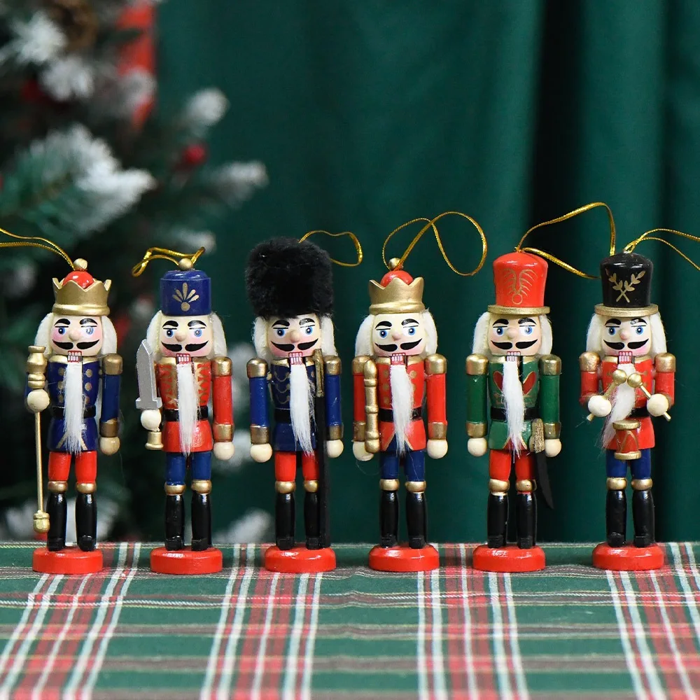 6pcs/Lot Movable Doll Puppets Nutcracker 12cm New Soldier Walnuts People, Wood Hand-Painted Walnut Gifts Ht144