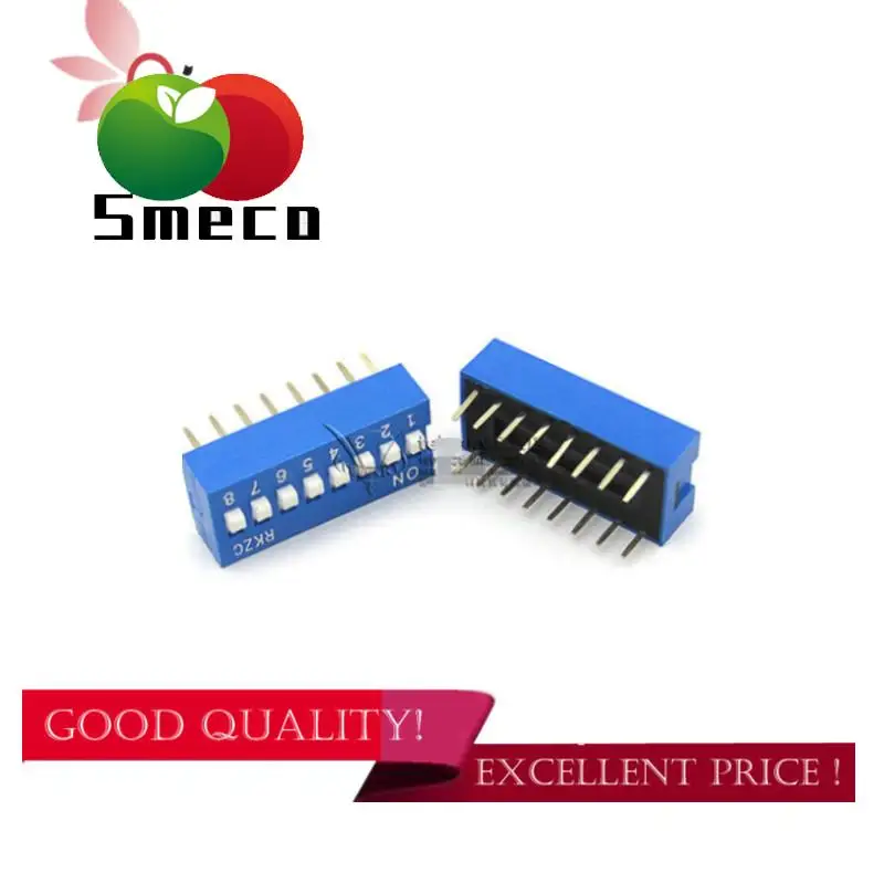 10pcs Slide Type Switch Module 1 ~ 12 Bit 2.54mm Position Way DIP Blue Pitch Toggle Switch Blue Snap Switch For PCB 8PIN 6PIN