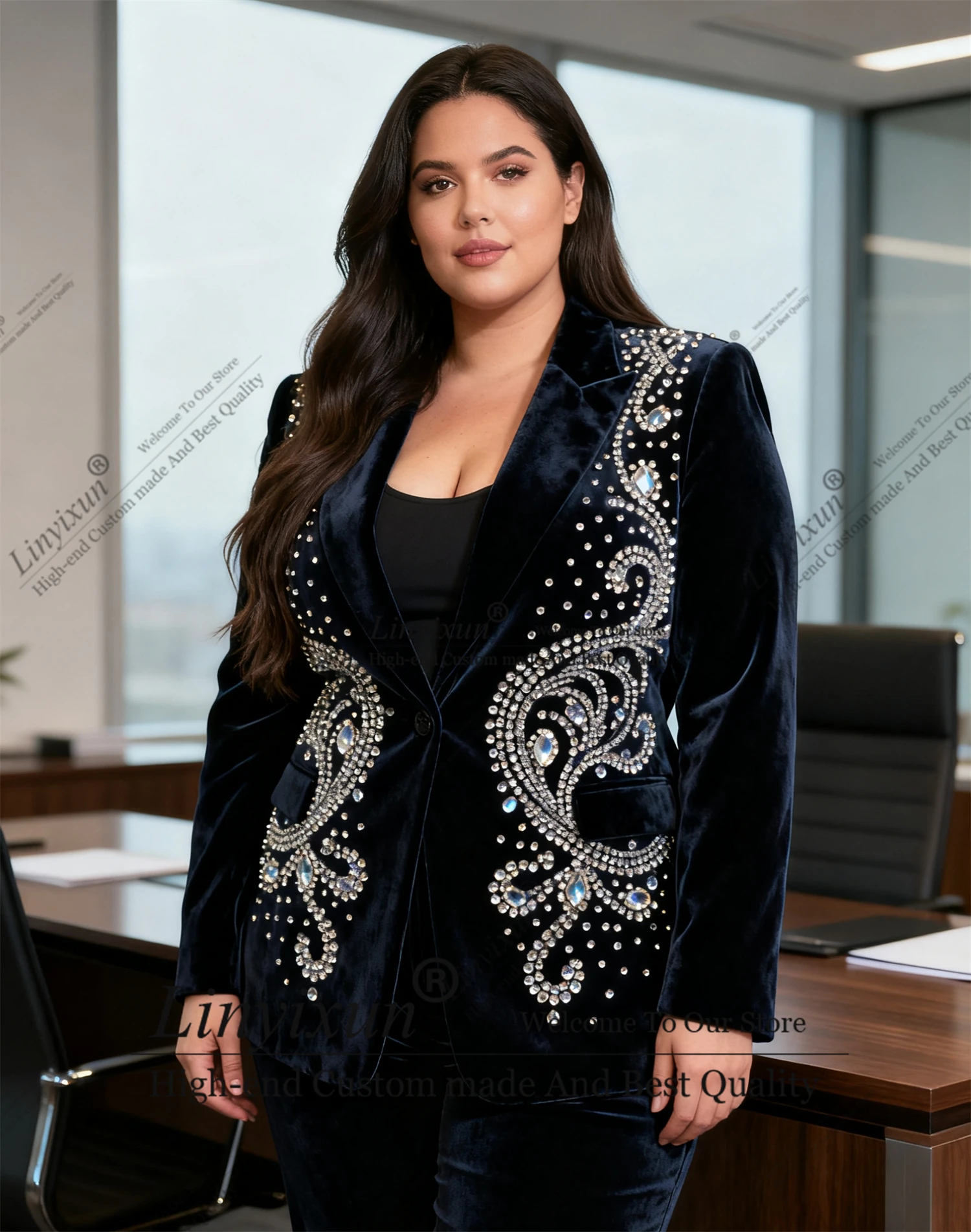 

Business Temperament Of Bride Dresses Customized Shiny Luxury Breasted Women Suits Banquet Party Tuxedo костюм женск