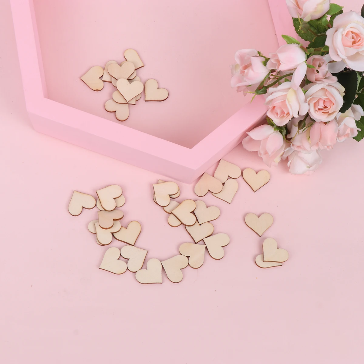 

300 Pcs Log Love Decorative Wood Pieces Blocks Home Decoration Basswood by Wedding Wooden DIY Crafts