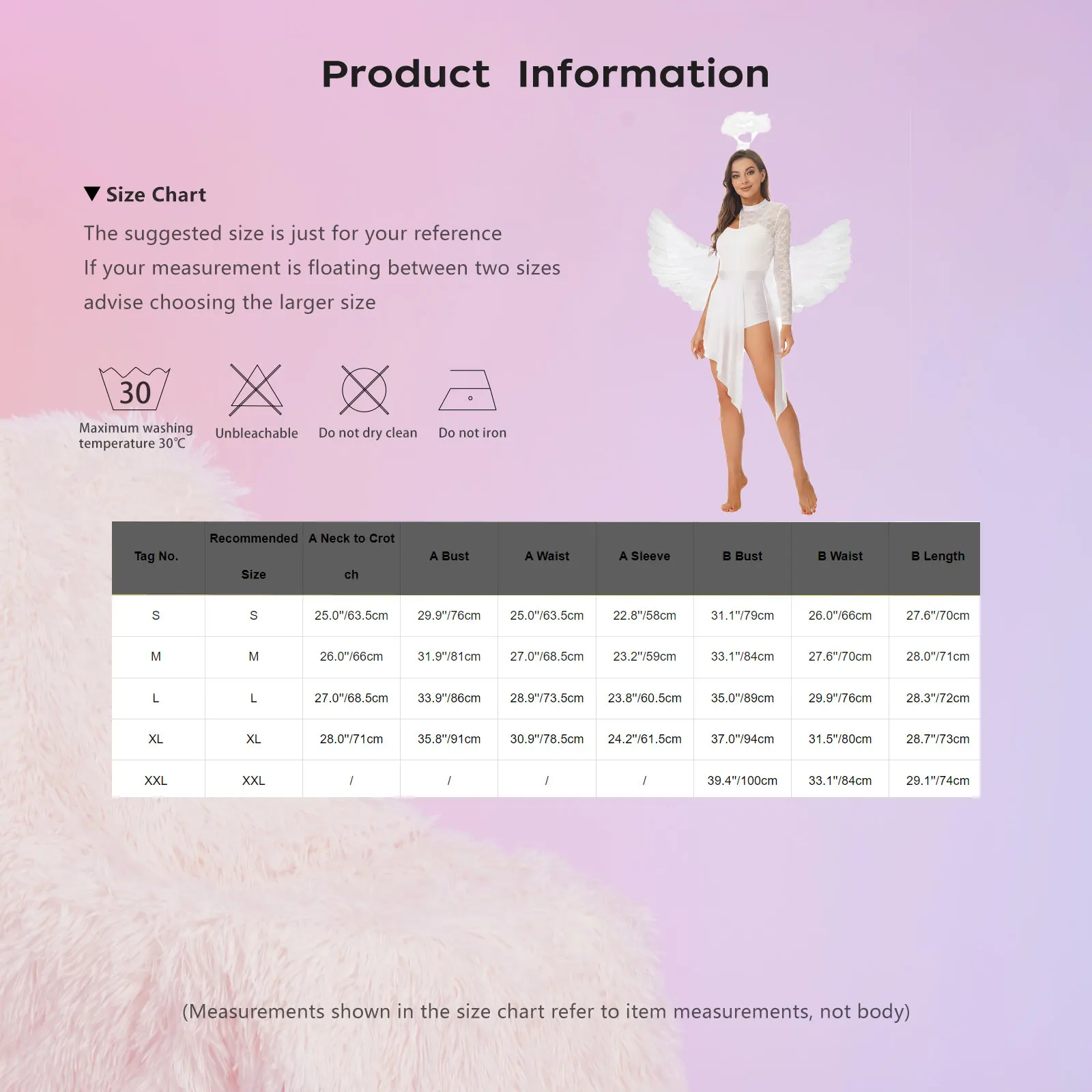 Womens Lyric Dance Dress Halloween Party Costume Asymmetric Chiffon Hem Slim Fit Dress Feather Angel Headband with Feather Wings