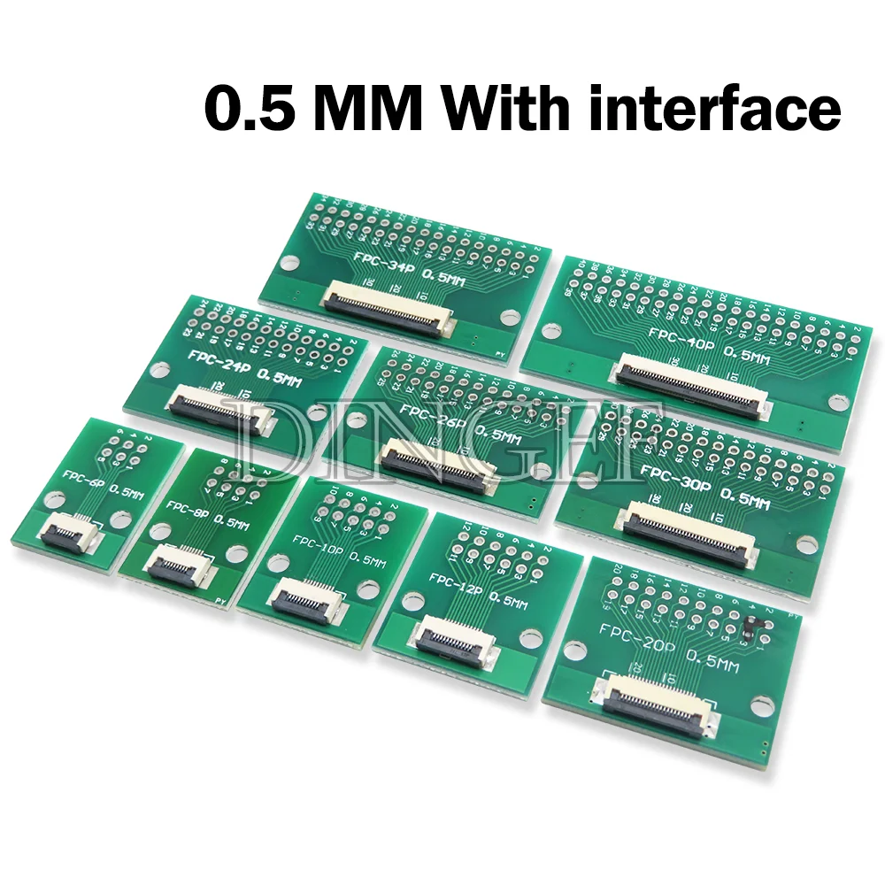 0.5mm 1.0mm pitch Connector SMT Adapter to 2.54mm hole FPC FFC Cable Welded board With Pin / Empty Board 6P 8P 10P 12P 20P 24P