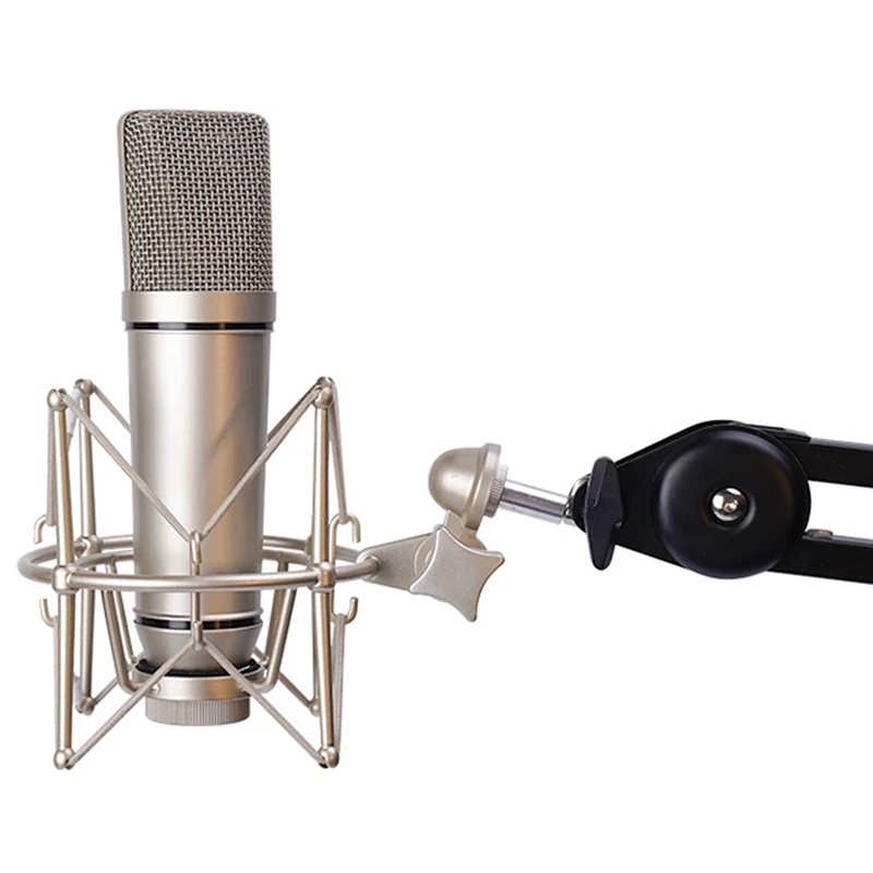 Best Microphone Shock Mount Adjustable Mount Recording Mic Stand Metal Bracket Pod Microphone Stand (Black)