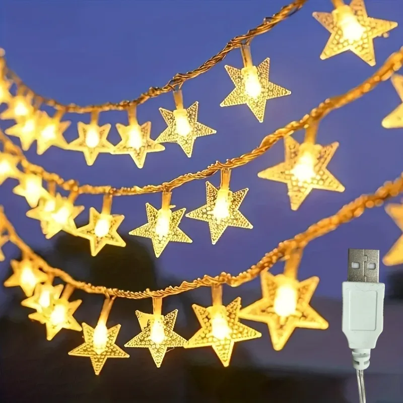 USB Star Fairy Lights,Cute Star Lights, Ambient Room Decor,, for Balcony Corner, Closet Area, Girls Night Decor Christmas