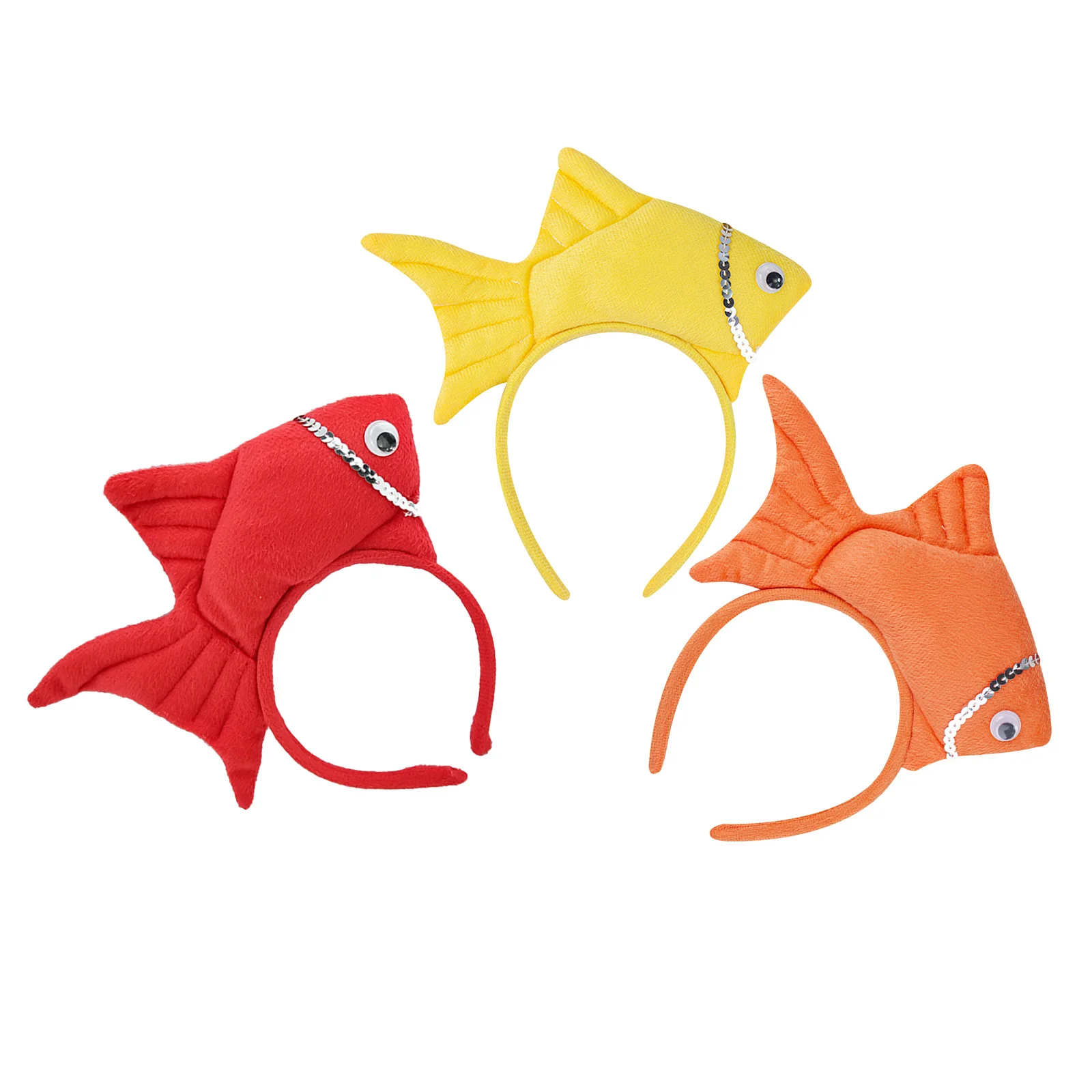 

3Pcs Kids Ocean Party Headband Adorable 3D Goldfish Hair Accessory Cartoon Prop Birthday Halloween Marine Animal