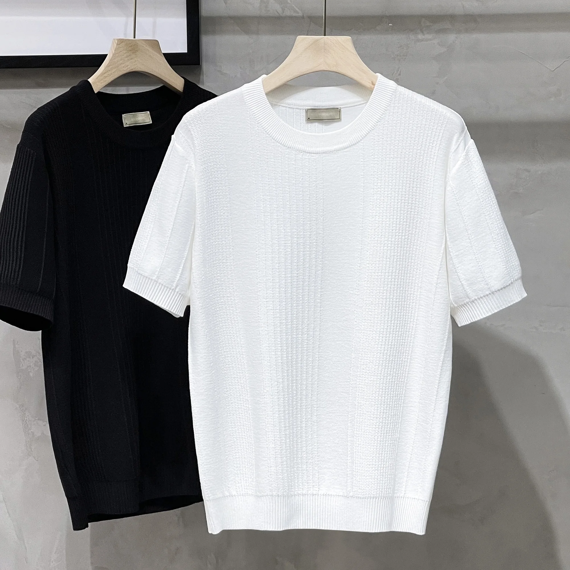 

Pure White Floral ort Sve Men's Knitwear Spring Autumn Thin Base irt Trendy Brand f Sve Knitted Sweater