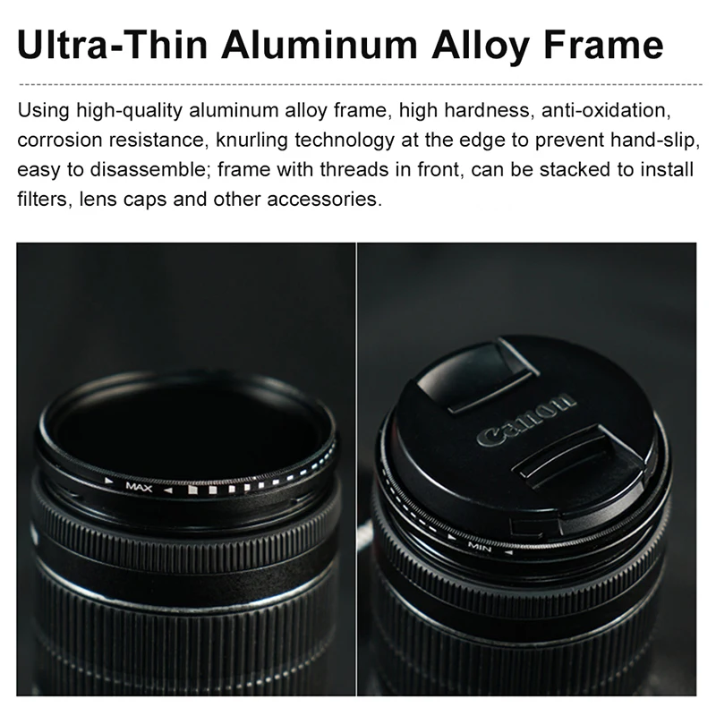 ND2-ND400 Adjustable Filter ND Filter Neutral Density Filter 37mm 40.5mm 43mm 46mm 49mm 52mm 55mm 58mm 62mm 67mm 72 77 82 86 95