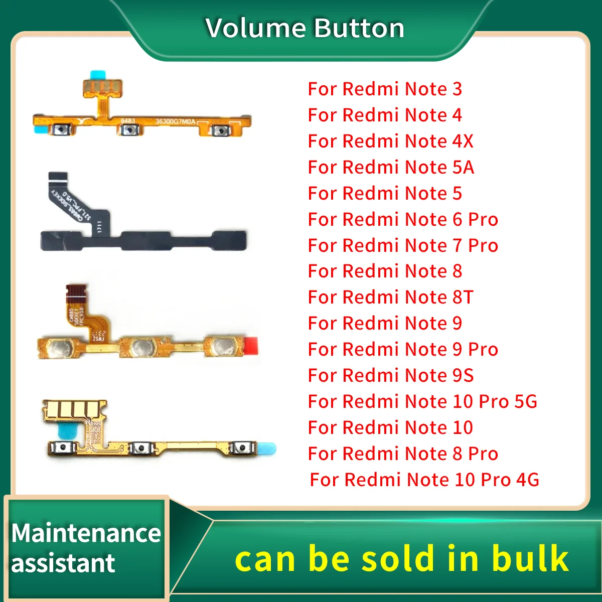 

Volume Button Power Switch On Off Button Flex Cable For Xiaomi Redmi Note 3 4 4X 5 5A 6 7 8 8T 9 9T 10 Pro 9s 5G Power Key